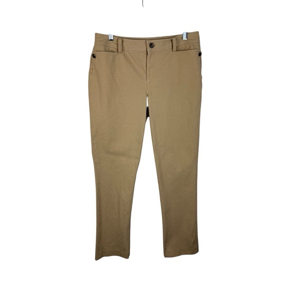 Lauren Ralph Lauren Women's 6 Straight‎ Slim Pant Tan Woven Stretch Inseam 31.5"